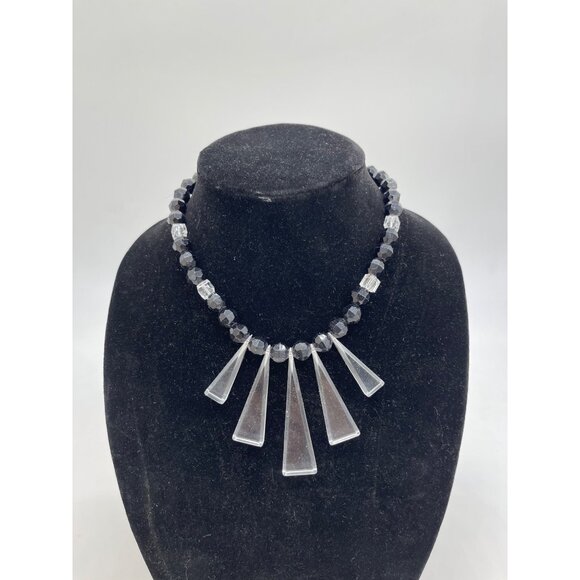 Vintage Fiocchi Style Art Deco Black and Clear Bakelite Egypyain bib Cleopatra N - Picture 1 of 6